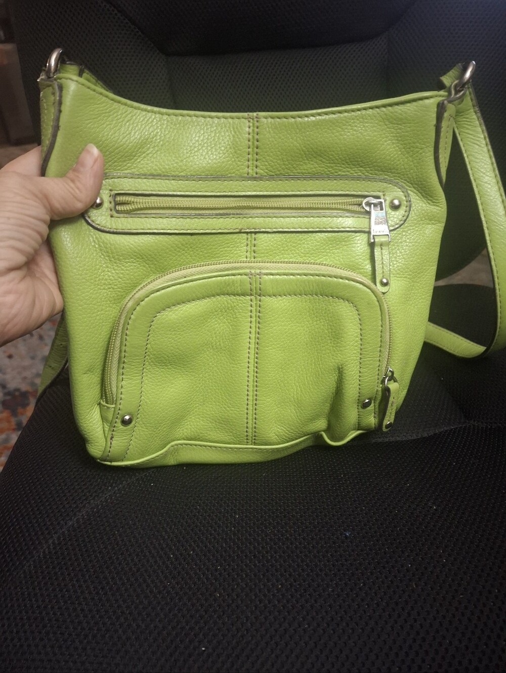 Tignanello Green Leather Crossbody Bag - Stylish Everyday Tote